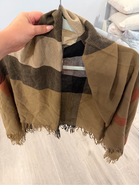 Burberry Accessories - Burberry Plaid Fringe Trim Scarf in Tan, Black & Brown